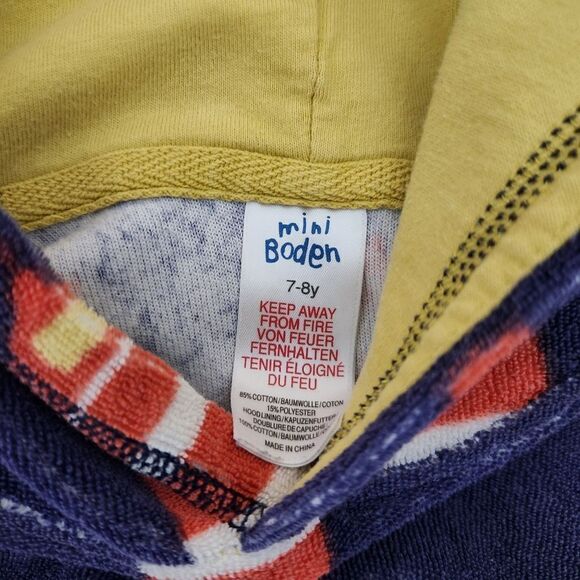 Mini Boden Kids Toweling Hooded Swim Coverup Terry Blue Lighthouse Print 9-10 Yr - Picture 6 of 7